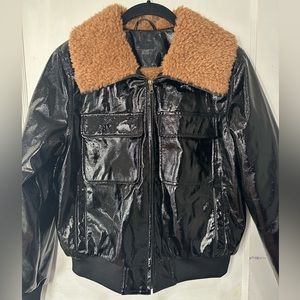 MOTHER- the pilot faux patent leather jacket